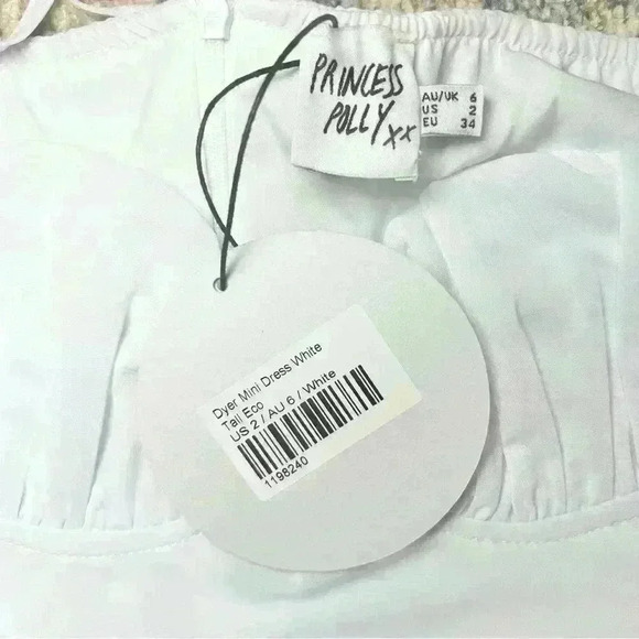 NWT Princess Polly | Dyer Sheer Sleeve White Mini Dress Low Impact | Size US 2 - Picture 15 of 16